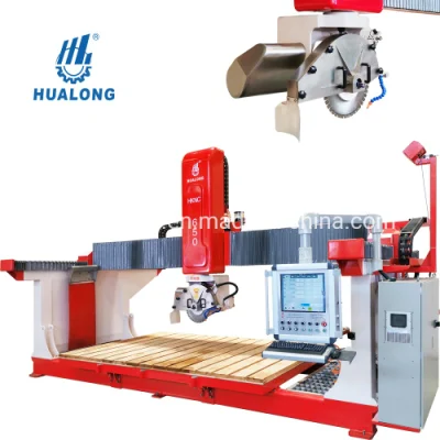 Hualong Stone Machinery Hknc-650 5-Achsen-CNC-Steinschneide-Brückensäge für Granit-Marmor-Quarzit-Arbeitsplatten, Grabstein